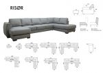 Risør A4D U-sofa med sjeselong - mørk grå