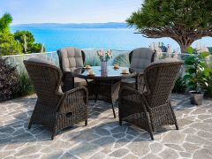 Comfort rund - havesæt med 4 Karibia-stole i chocolate-farve