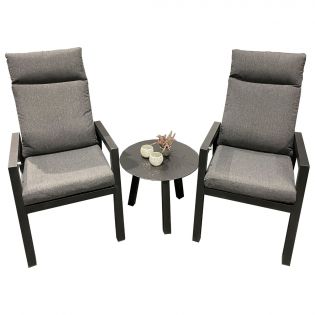Jamaica cafésæt/hvilestolesæt med 2 stole og bord diameter 55 cm i aluminium