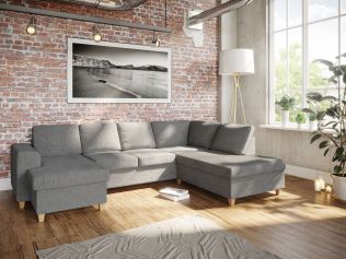 Holmsbu D3A U-sofa med sjeselong - lys grå