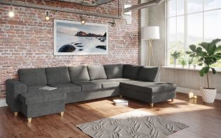 Holmsbu D4A U-sofa med sjeselong - mørk grå