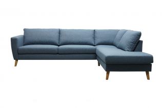 Kragerø 3A sofa med sjeselong- -sjøblå