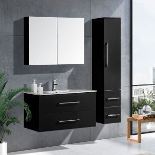 LindaDesign 100 cm badeværelsesmøbel sort højglans