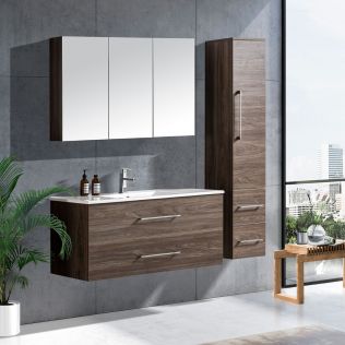 LindaDesign 120 cm grå alm badeværelsesmøbel med 1 højskab