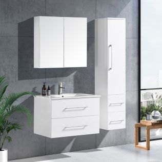 LindaDesign 80 cm badeværelsesmøbel hvid højglans