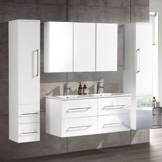 OliviaDesign 120 cm badeværelsemøbel dobbel i hvid højglans