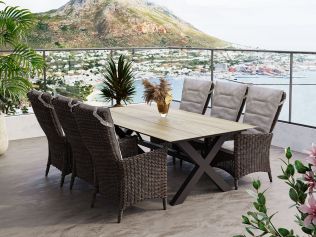 Villa - Havesæt med bord 220 cm og 6 Holiday-stole i chocolate