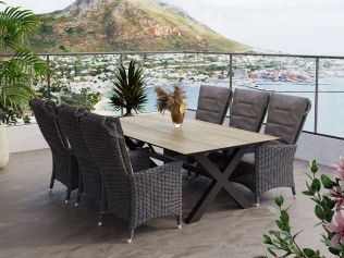 Villa - Havesæt med bord 220 cm og 6 Holiday-stole i gråmix