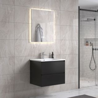 NoraDesign 60 cm badeværelsesmøbel m/hvid håndvask og spejl