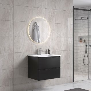 NoraDesign 60 cm badeværelsesmøbel m/hvid rundt og spejl
