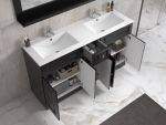 ModeniDesign 150 cm sort mat badeværelsesmøbel med 2 højskabe