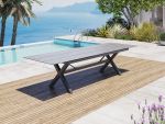 Villa HPL uttrekkbart spisebord betongfarge 240/315x100 cm i antrasitt aluminium