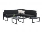 Florida sofasæt i mørkegrå aluminium med sorte hynder
